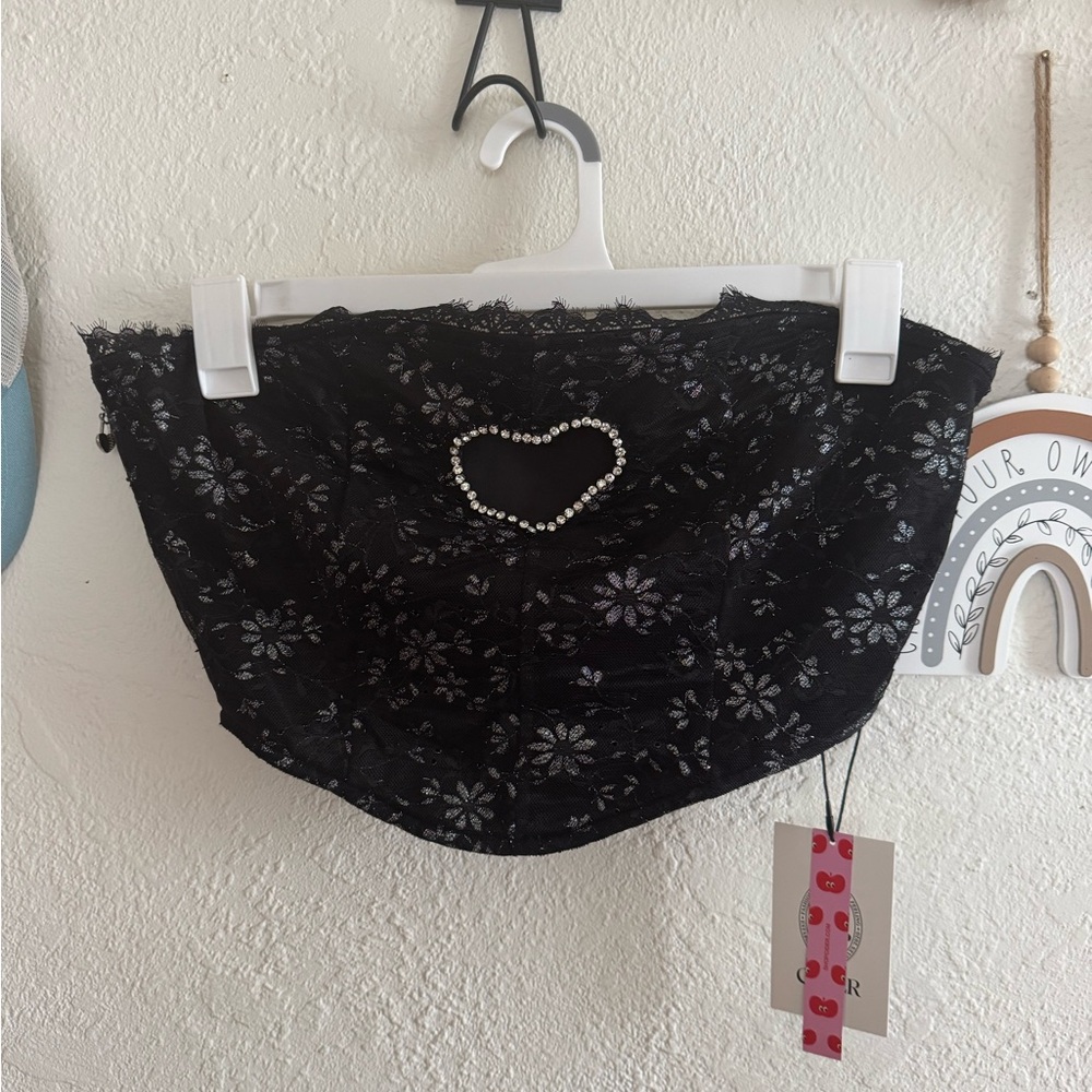 Black Lace Top with Heart Cutout